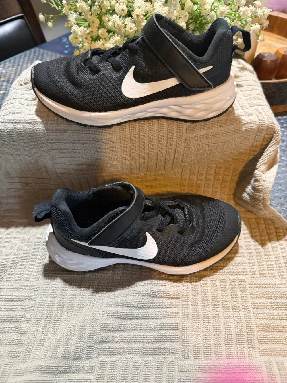 Nike Kids Black and White Slip-On Athletic Sneakers